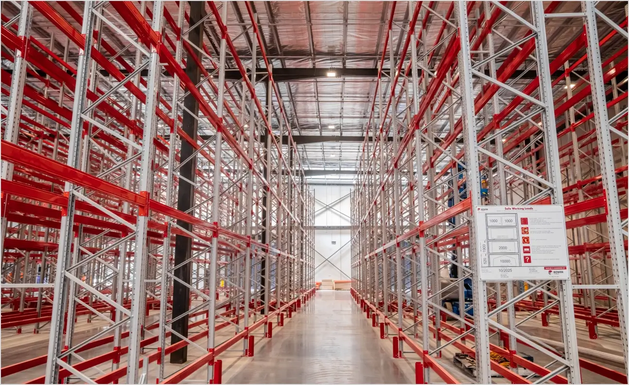 Very narrow aisle (VNA) racking system built for high-density warehouse storage using specialised handling equipment